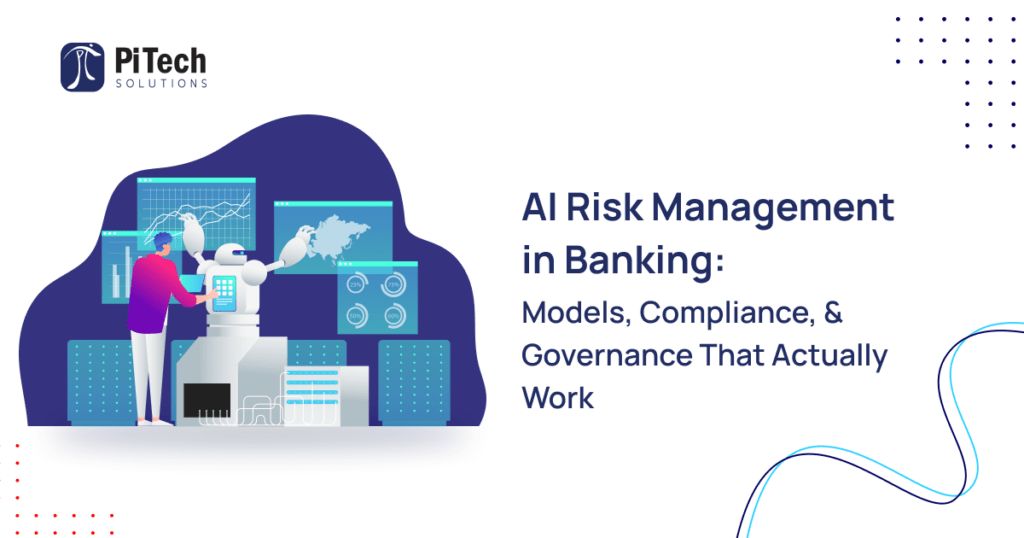 illustrating core pillars of AI risk management in banking, including model validation, bias detection, and governance frameworks.
